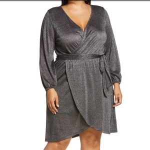 NWT Halogen Long Sleeve Sparkle Wrap Dress Plus Size
